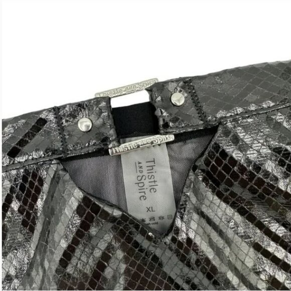 Thistle And Spire Chambers Thong Vegan Leather Snakeskin Pattern Black XL NWT - Picture 5 of 6